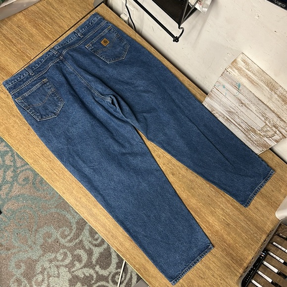 Carhartt great shape 100% cotton blue denim relaxed fit brown pockets mens jeans - Picture 8 of 8